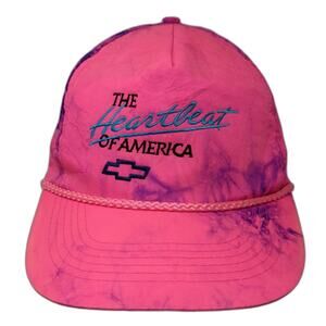 Chevrolet The Heartbeat Of America 5 Panel Cap Pink OS Rope Gold Medal Vintage